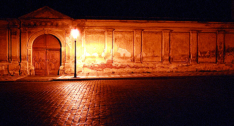 Prague at night near the castle. (2003)