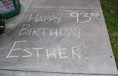 The sidewalk outside Chez Pierre on Grandma's birthday.  (2005)