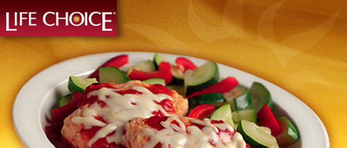 LifeChoice's Chicken Parmesan.  A delicious, low carb, frozen dinner that is no longer available.