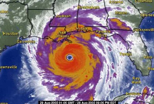Hurricane Katrina just hours away from hitting New Orleans.