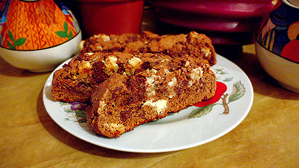 My sister Shannon's lovely homemade biscotti.  For the mouth-watering version, click the larger image link below.  (2006)