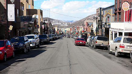 View from the top of the hill, looking down Main Street in Park City, Utah, about 30 minutes from downtown Salt Lake City.  (2006)