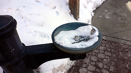 Snow-filled water fountain in Park City, Utah.  (2006)
