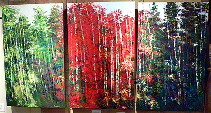 Susan Swartz's Crimson Tide Triptych.  Acrylic Paint.  36